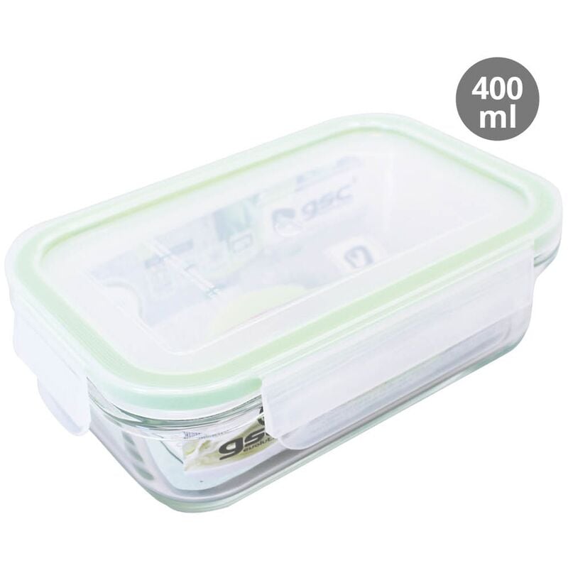 

Táper hermético rectangular de cristal 400ml
