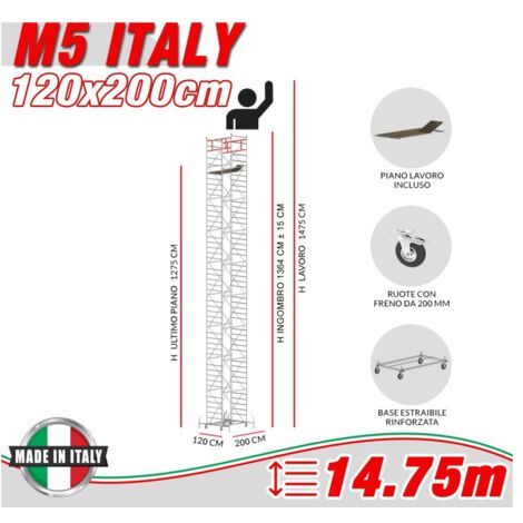 Trabattello M5 ITALY Altezza lavoro 14,75 metri