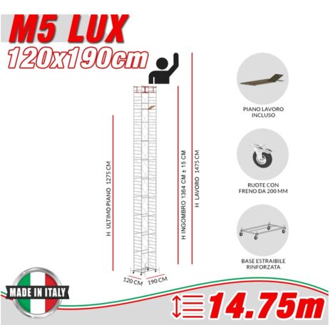 Trabattello M5 LUX Altezza lavoro 14,75 metri