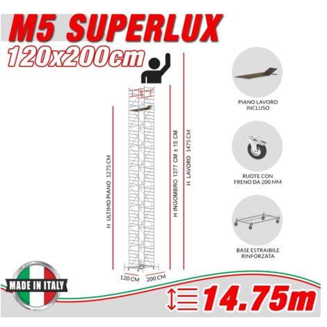 Trabattello M5 SUPERLUX Altezza lavoro 14,75 metri