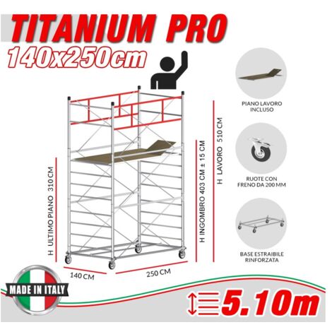 Trabattello TITANIUM PRO Altezza lavoro 5,10 metri