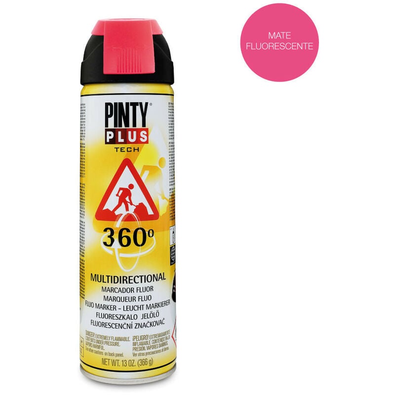 Image of Pinty Plus - Pintyplus tech vernice spray 650cc pennarello fluorescente 360° rosso t107