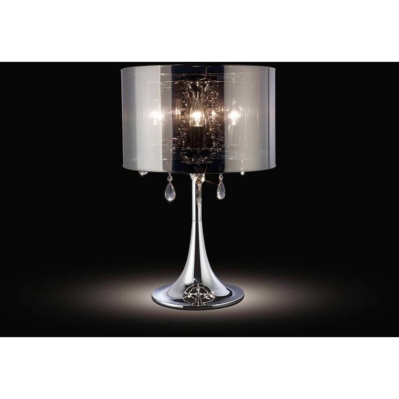 09diyas - Trace Table Lamp with ChromeAbat day 3 Bulbs polished chrome / PVC / crystal