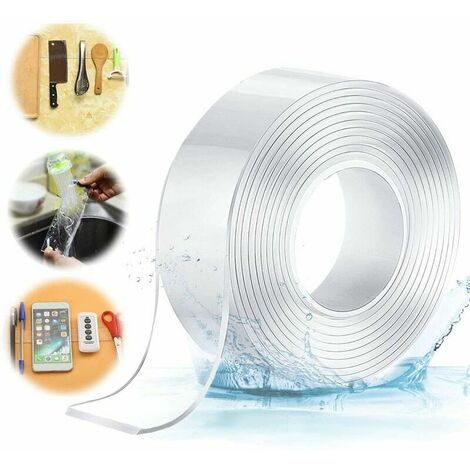 Traceless Traceless Tape Washable Reusable Repositionable Home Adhesive 2MM  3CM  1M Traceless Tape Washable No Trace No Traces ， Double Sided Nano Non-slip Adhesive Tape