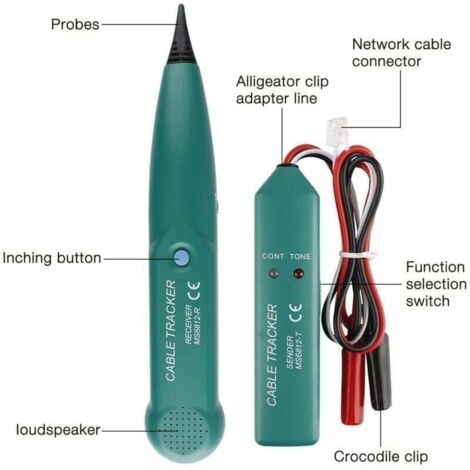 Traceur de Cable Electrique, Détecteur de Cable Électrique, MS6812 Traceur Cable, Multifonctionnel Testeurs de Circuits, Testeur de Câble Téléphonique pour Recherche de Ligne