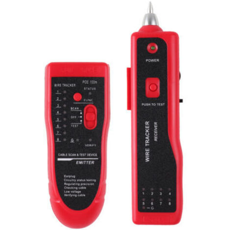 Traceur de Câble Électrique RJ45 RJ11 Ethernet LAN - Testeur de Câble Réseau Multifonction avec Continuité et Toner Tracer - Outil Idéal pour Techniciens Télécom et Bricoleurs Domestiques Red