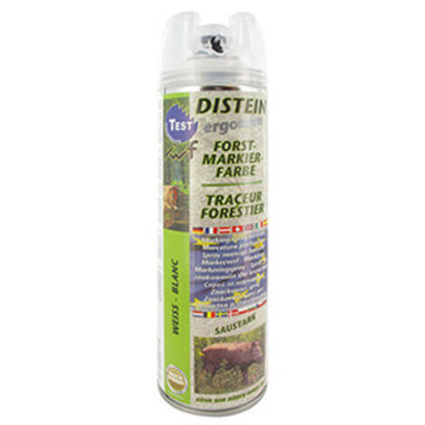 Traceur forestier BLANC, aérosol 500 ml. Destiné au marquage de la coupe avec une durée de visibilité de 2 à 3 ans et résistant