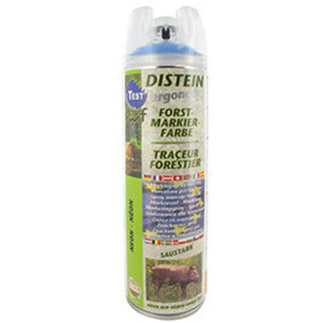 Traceur forestier FLUO BLEU, aérosol 500 ml. Destiné au marquage de la coupe avec une durée de visibilité de 2 à 3 ans et résist