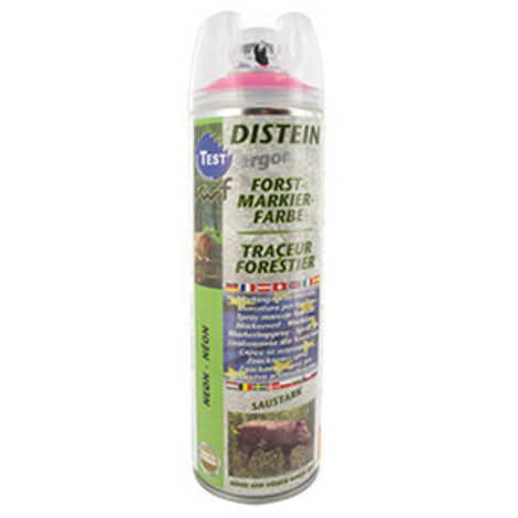 Traceur forestier FLUO CERISE, aérosol 500 ml. Destiné au marquage de la coupe avec une durée de visibilité de 2 à 3 ans et rési