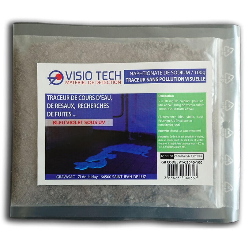 Visio Tech - Traceur incolore visible sous uv - 100g - Naphtionate de sodium en sachet