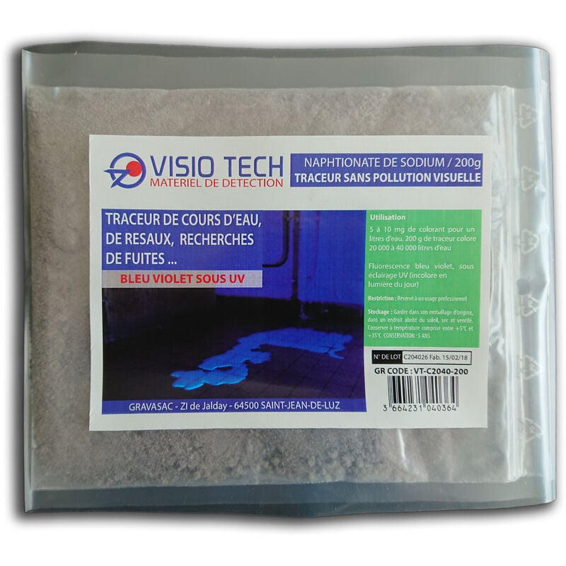 Visio Tech - Traceur incolore visible sous uv - 200g - Naphtionate de sodium en sachet de 200g