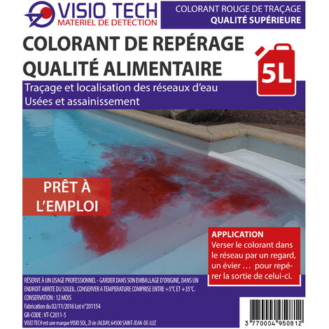 Traceur ROUGE, 5L prêt à l'emploi - Colorant E124 en bidon pour la détection