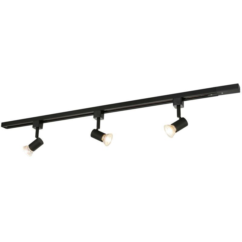 Track Lighting 1-Phase 'Felipo' dimmable (modern) in Black made of Aluminium for e.g. Living Room & Dining Room (3 light sources, GU10) from Prios