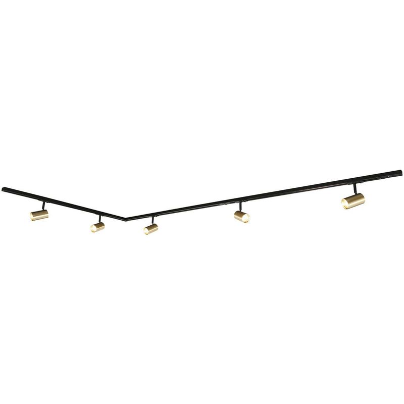 Track Lighting 1-Phase 'Jorell' dimmable (modern) in Black made of Aluminium for e.g. Living Room & Dining Room (5 light sources, GU10) from Prios