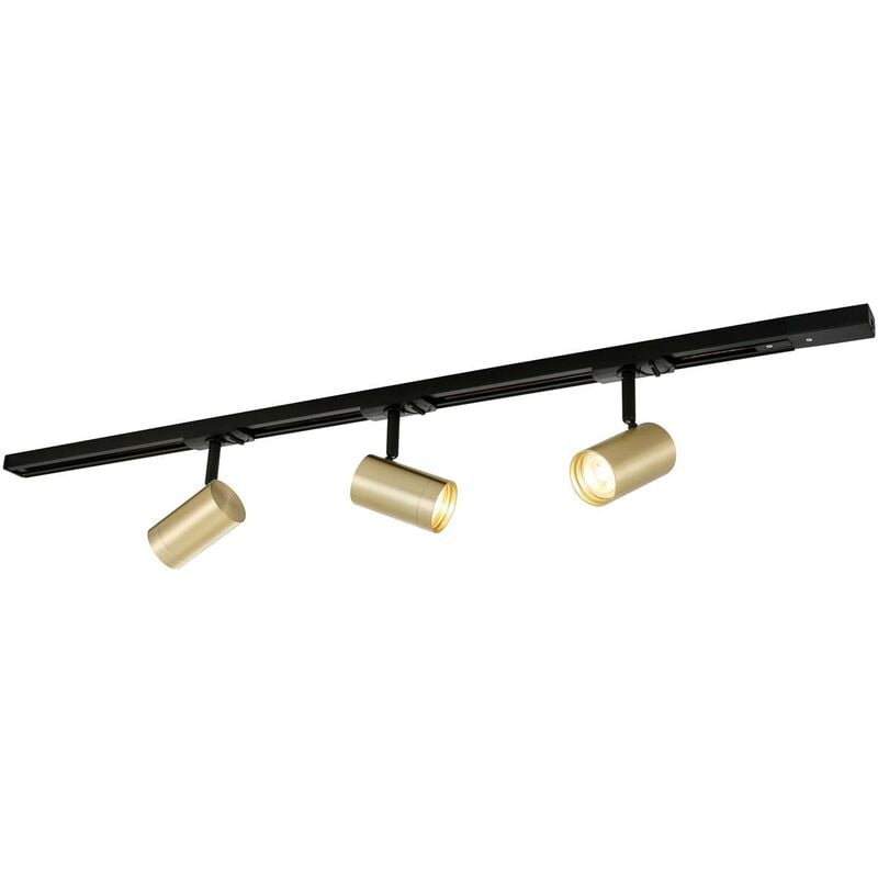 Track Lighting 1-Phase 'Jorell' dimmable (modern) in Gold made of Aluminium for e.g. Living Room & Dining Room (3 light sources, GU10) from Prios