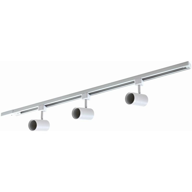 Track Lighting 1-Phase 'Jorell' dimmable (modern) in White made of Aluminium for e.g. Living Room & Dining Room (3 light sources, GU10) from Prios