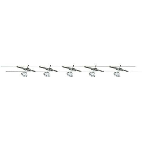 Track & Spot Light Set de câbles LED à 5 flammes, têtes de projecteur réglables, chrome