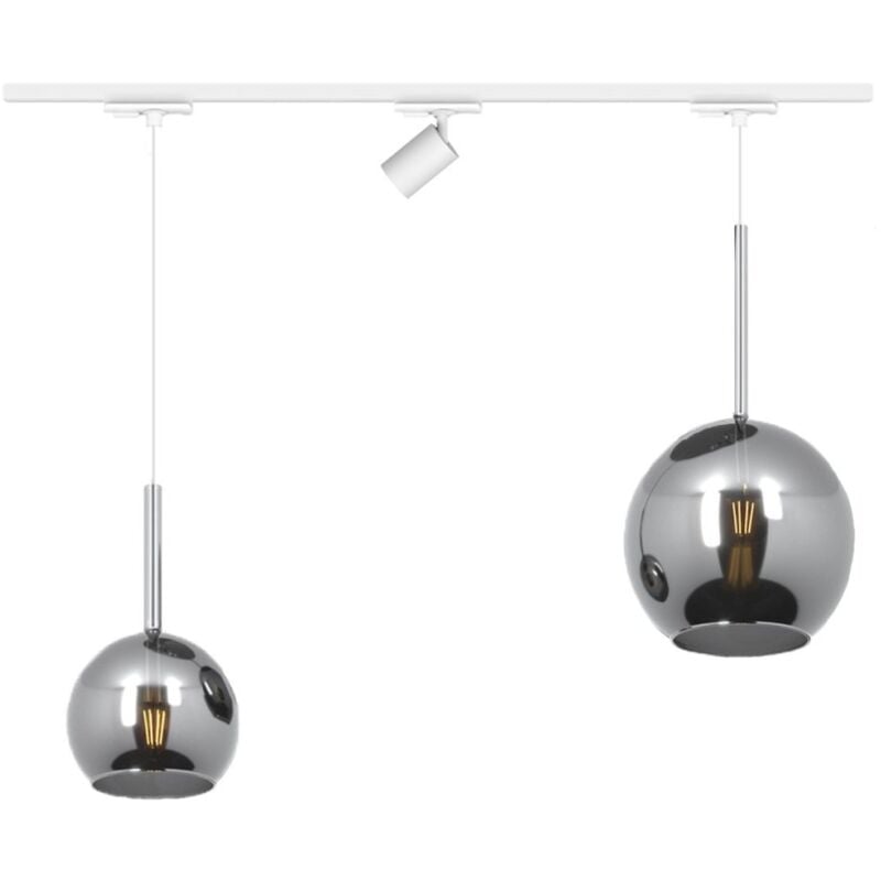 Top-light - Track top light mono 1155 future yari blanc e27 led plafonnier moderne spot orientable verre chromé