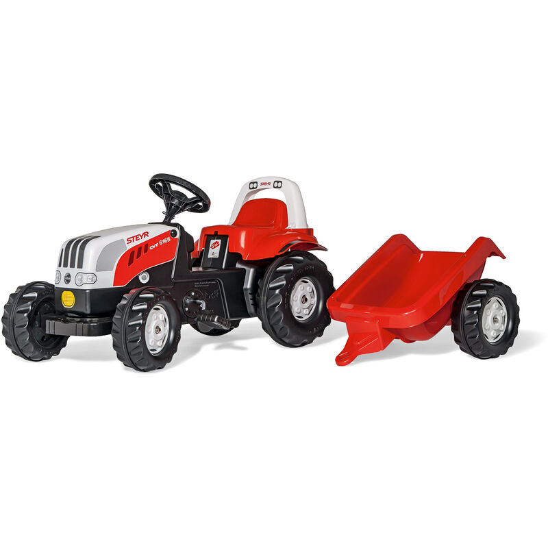 Tracteur pedales Rolly Toys Steyr 6165 cvt + remorque partir de 2,5 ans pneus chambre air
