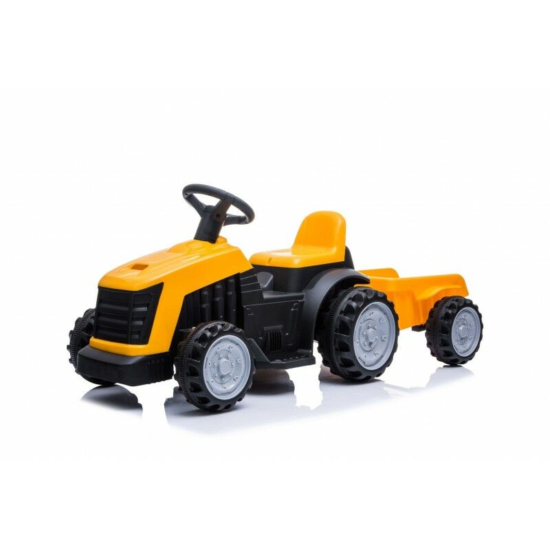 Play4fun - Tracteur électrique avec remorque 22W pour Enfant 3km/h - Jaune