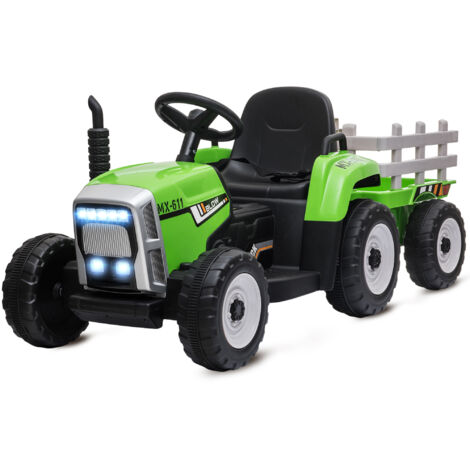 Tracteur électrique avec remorque amovible, pour enfants de 3 à 6 ans avec télécommande MP3 musique affichage lumières