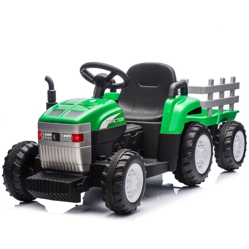Mediawave Store - Tracteur Électrique pour Enfants Lamas LT984 avec Remorque Amovible 12V Couleur: Vert