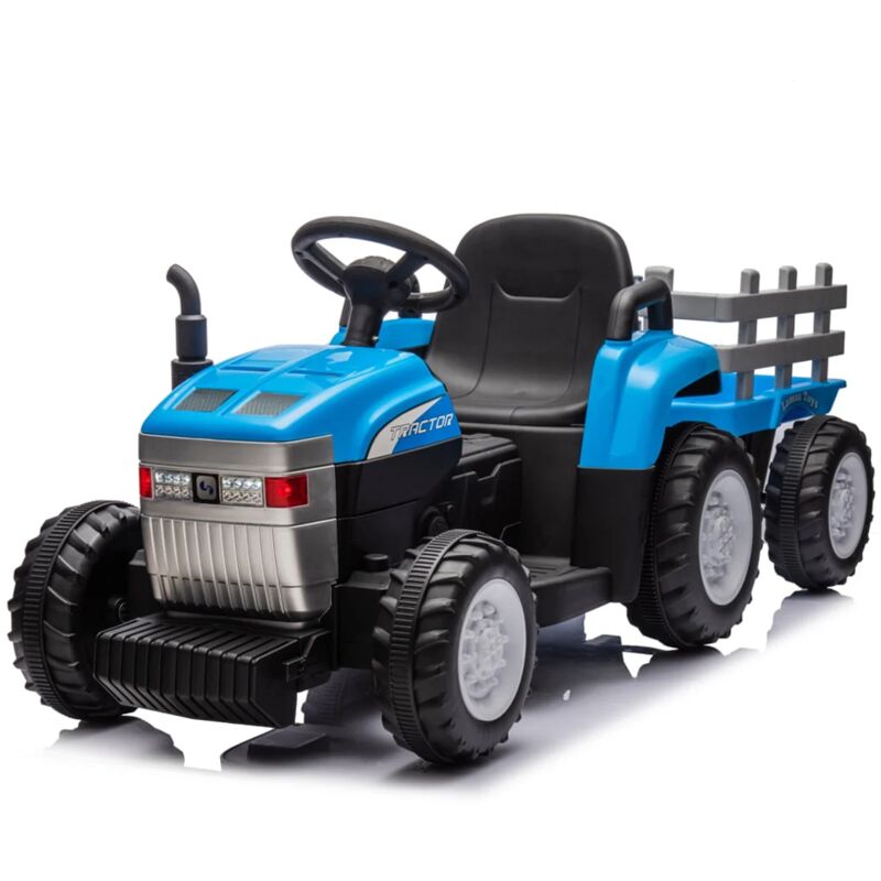 Mediawave Store - Tracteur Électrique pour Enfants Lamas LT984 avec Remorque Amovible 12V Couleur: Bleu
