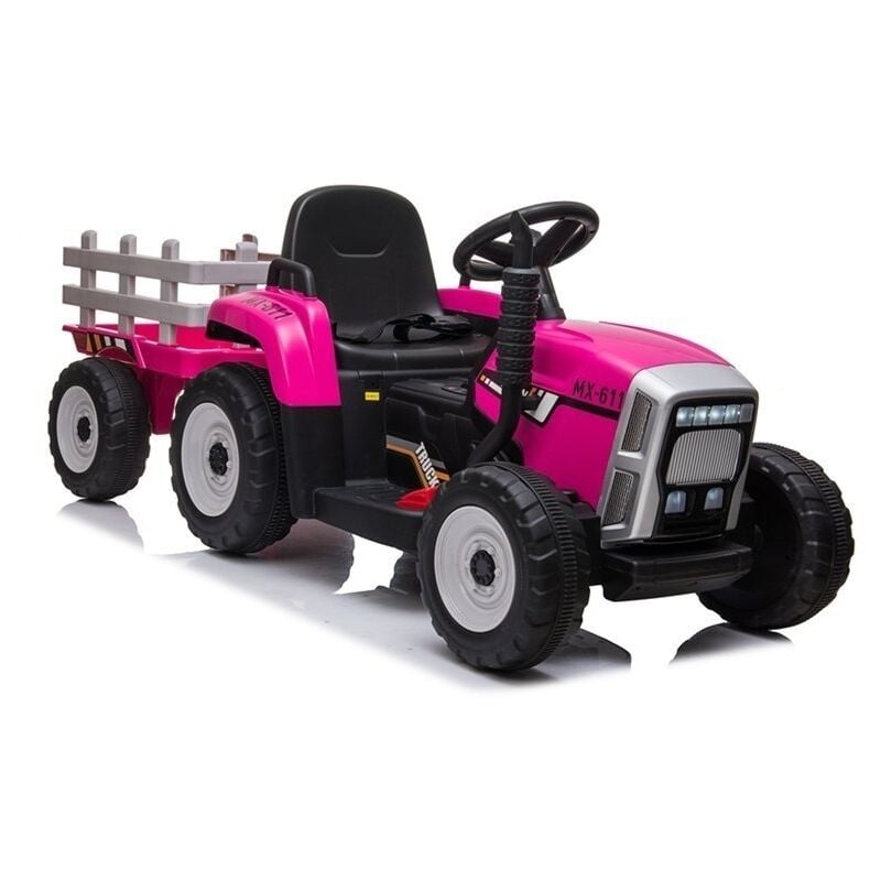 Tracteur orientable électrique avec remorque - rose
