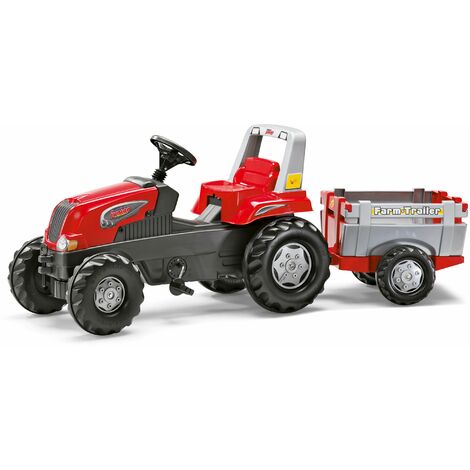 Tracteur pedales Rolly Toys RT avec remorque, siÂge reglable, pneus chambre air