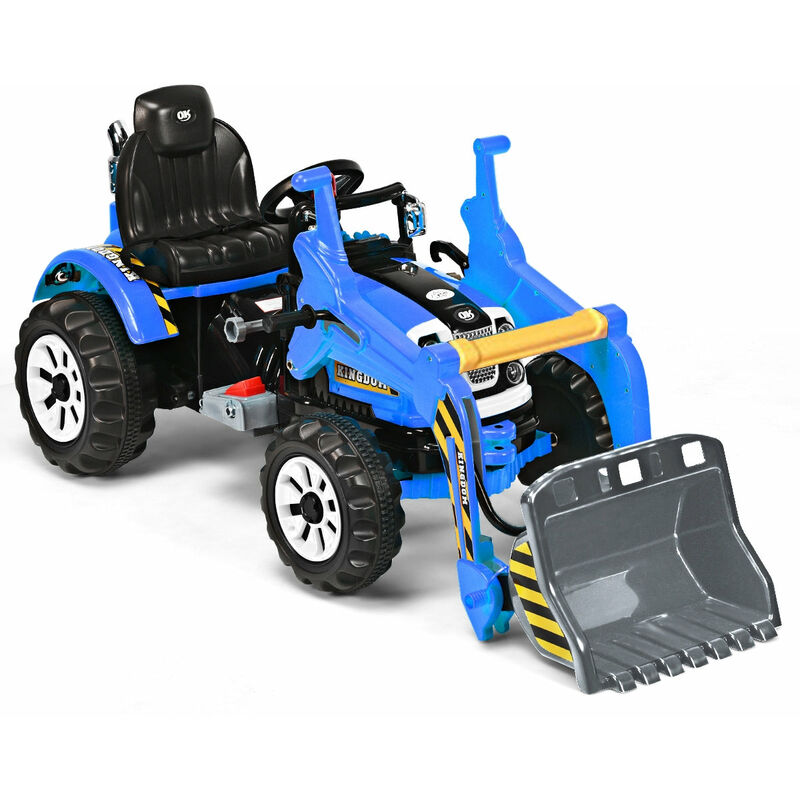 Décoshop26 - Tracteur pour enfants 3-8 ans tracteur electrique avec 2 choix de vitesse et chargeuse marche avant et arrière bleu - bleu