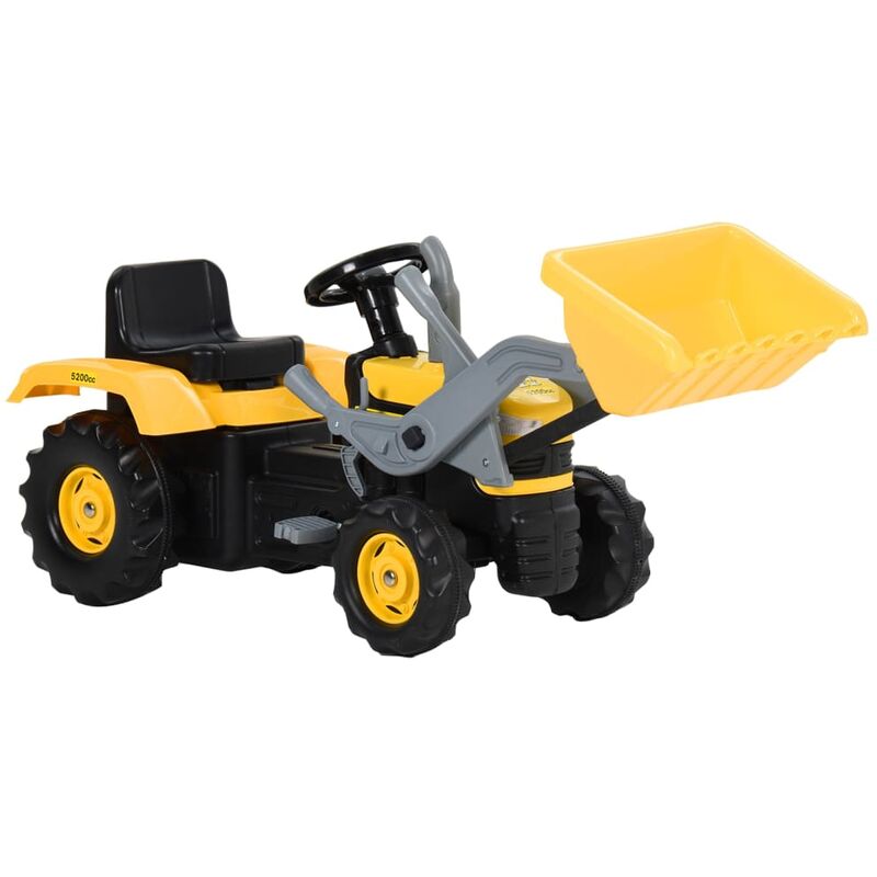 

Tractor de pedales con excavadora para niños amarillo y negro
