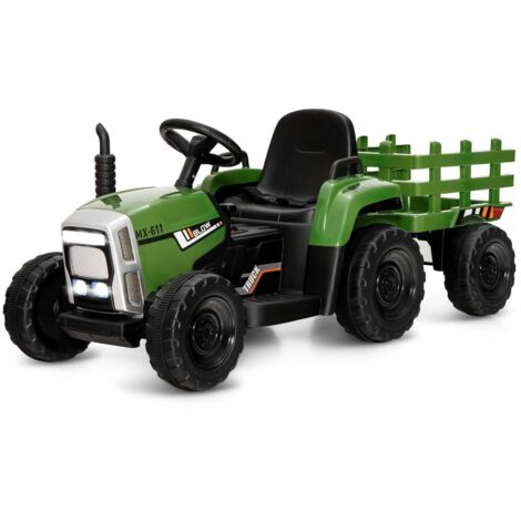 Tractor eléctrico con remolque 135 x 51 x 53 cm 3 velocidades sonidos y luces diseño PP verde 200014476