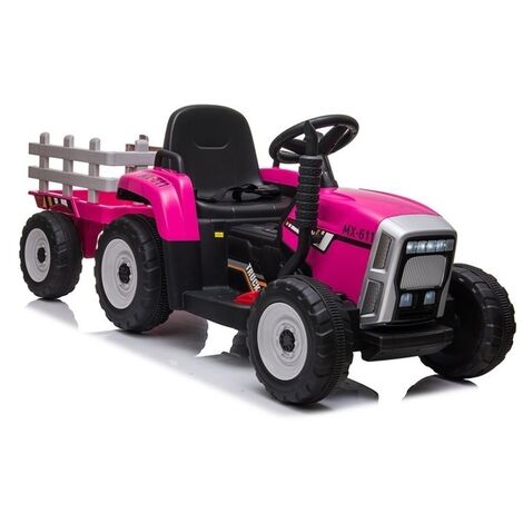 Tractor eléctrico direccional con remolque - rosa
