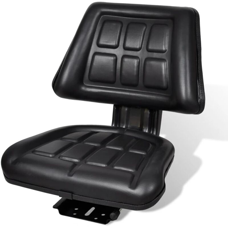 vidaXL Tractor Seat with Backrest Black - Black