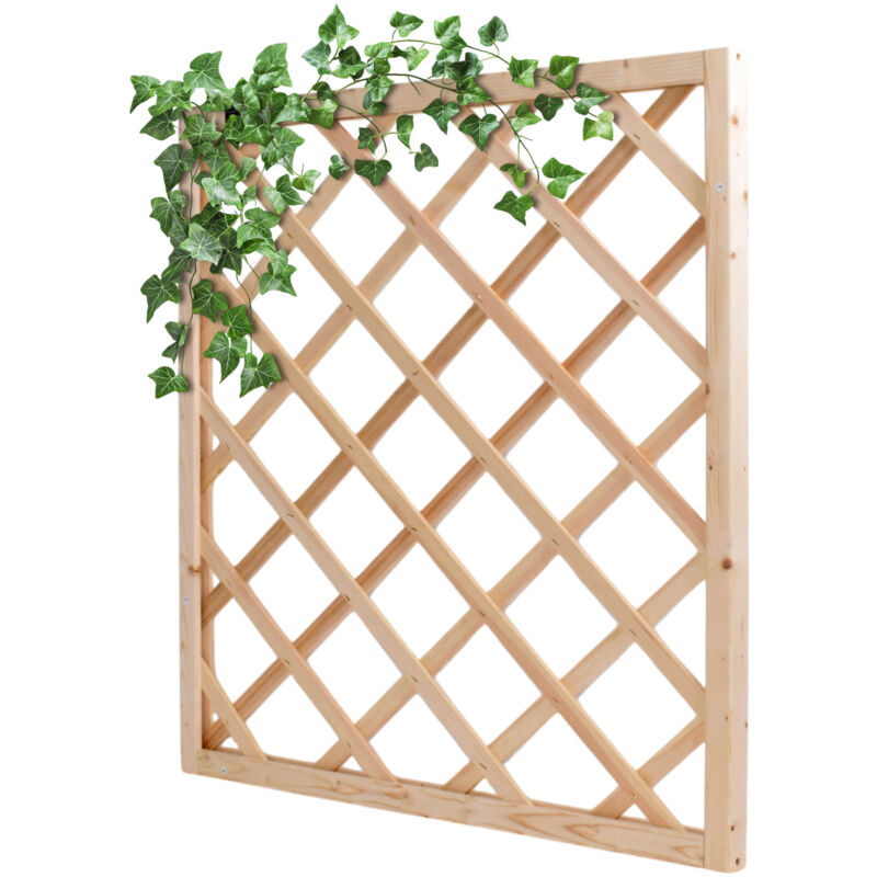 Tracy - Panneau grillagé carré d'extérieur 90x90 cm pour plantes grimpantes en bois de cèdre imprégné chêne naturel
