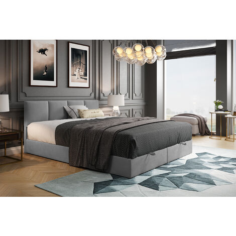TRADA Royal Boxspringbett 180x200 Grau mit Bettkasten Bonell Matratze H3 Topper