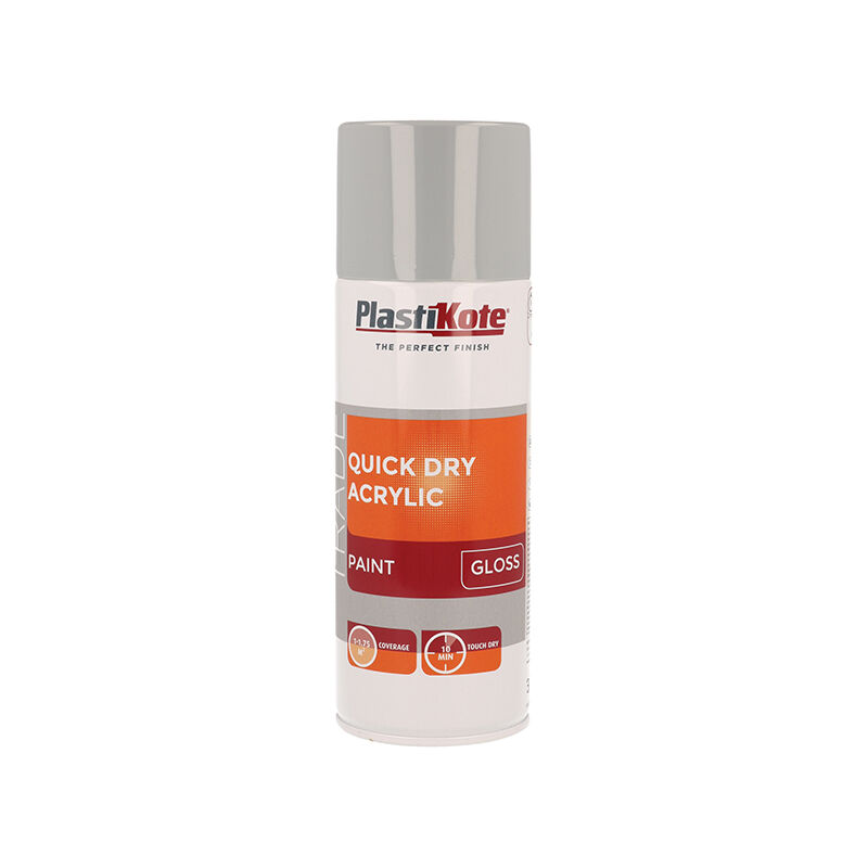 Plastikote - 440.0071012.076 Trade Quick Dry Acrylic Spray Paint Gloss Grey 400ml PKT71012