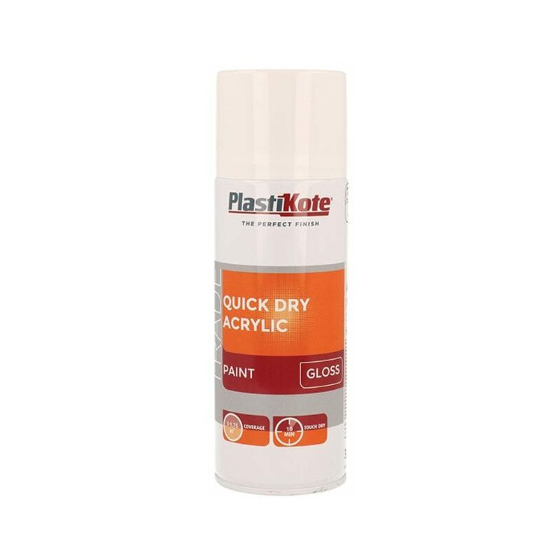 Trade Quick Dry Acrylic Spray Paint Gloss White 400ml PKT71011 - Plastikote