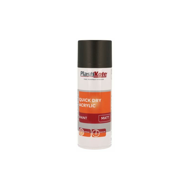 Trade Quick Dry Acrylic Spray Paint Matt Black 400ml PKT71008