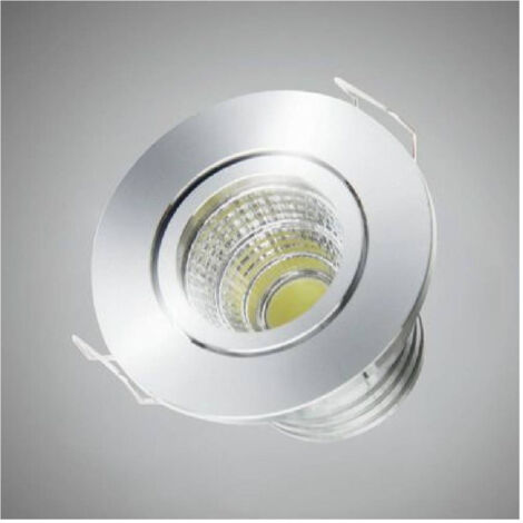 Trade Shop - 1 LED COB Einbaustrahler 3 Watt 270lm einstellbar warm kalt natürliches Licht - Silber