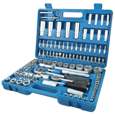 Trade Shop - 108-teiliger Vanadium-Steckschlüsselsatz-Koffer mit 108-teiliger Vanadium-Ratsche -