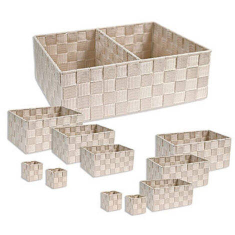 Trade Shop - 11 Cajas De Tela Modulares Armario Organizador De Baño Estantes 79081 Beige Claro -