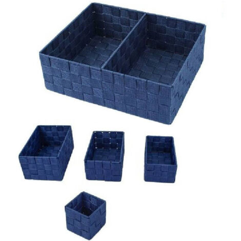 Trade Shop - 11 Cajas Modulares De Tela Baño Organizador Armarios Cajones Estantes 79082 Azul -