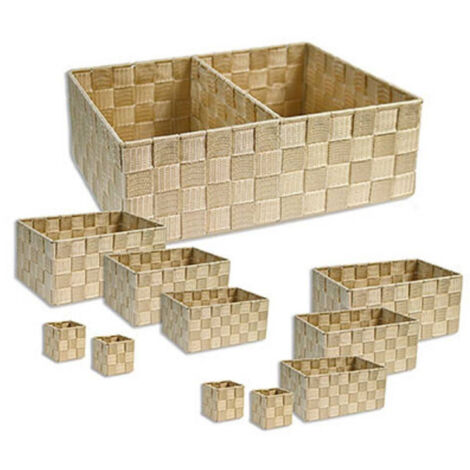 Trade Shop - 11 Cajas Modulares De Tela Organizador De Baño Estanterias De Armarios 79155 Beige Oscuro -