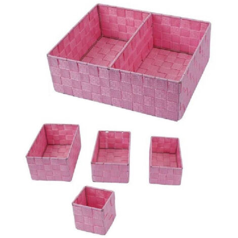 Trade Shop - 11 Uds Cajas Textiles Modulares Organizador De Baño Estanterias De Armarios 79083 Rosa -