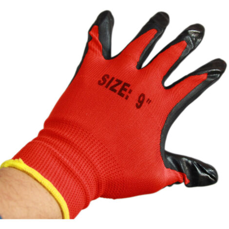 TRADE SHOP - 12 Paia Di Guanti Da Lavoro Spalmati Nylon Nitrile Disponibili In 9''10''11'' -    9"