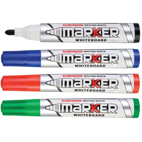 TRADE SHOP - 12 Pennarelli Per Lavagna Bianca Marker Whiteboard Scuola Ufficio Cancelleria -