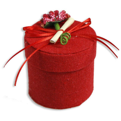 Trade Shop - 12 Scatolina In Tessuto Con Pergamena Porta Confetti Bomboniera Laurea Rosso -