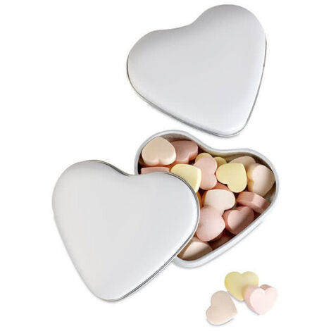Trade Shop - 12 Scatoline In Latta A Forma Di Cuore Bomboniera Segnaposto Portaconfetti 7x7x4 -
