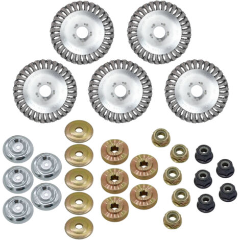 Trade-Shop 150x25,4mm Stahldrahtbürste inkl. Adapter-Set für NAC CG360N CG430B CG330B CG260B, Echo SRM2305 SRM5000 SRM4000 SRM350 SRM330 SRM250 - 5 Stück